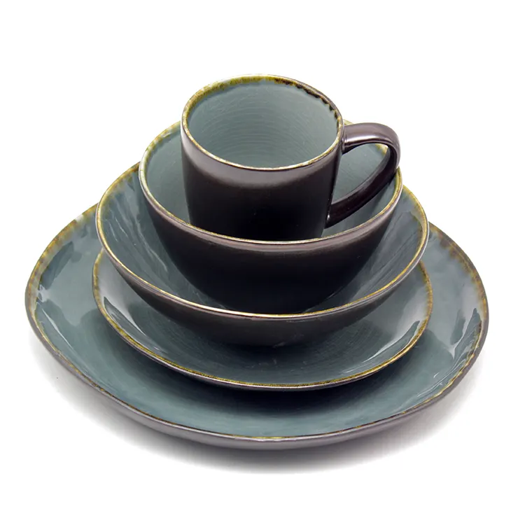 Glass glazed antique porcelain dinner set crack glazed stoneware tableware ceramic dinnerware