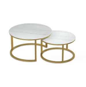 Ensemble de table basse de luxe en marbre rond nordique en pierre frittée bricolage meubles de salon modernes autre type de table de meubles de décoration