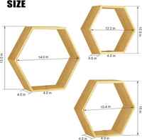 Étagères flottantes hexagonales multifonctionnelles en bambou OEM Sac à épices mural en bois alvéolé pour la cuisine Outil alimentaire vivant