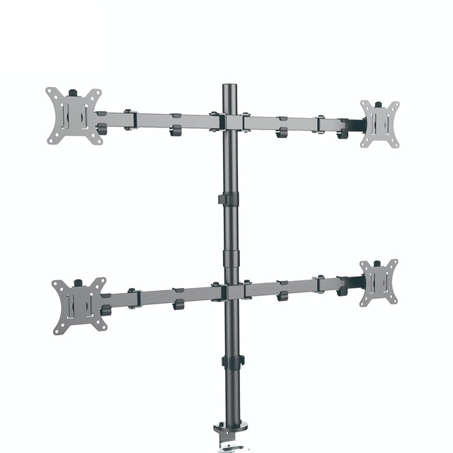 Horizontal 4 Screens Monitor Stand, Desk Clamp Quad Monitor Holder Fits 13 to 32 Inch Displays Max Load 8kg Each Monitor