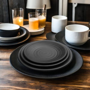 <span class=keywords><strong>Service</strong></span> <span class=keywords><strong>de</strong></span> <span class=keywords><strong>table</strong></span> 12 pièces en mélamine noire écologique pour 4 personnes – Vaisselle <span class=keywords><strong>de</strong></span> restaurant et usage commercial (4 pièces) - Product Image 5