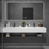 Comptoir de salle de bain en pierre frittée moderne avec vasque intégrée, lavabo sur mesure, usine OEM, pour hôtels et villas