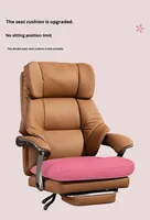Chaise de bureau pivotante ergonomique inclinable en cuir véritable, design luxueux, base en acier, utilisation en salle de sport