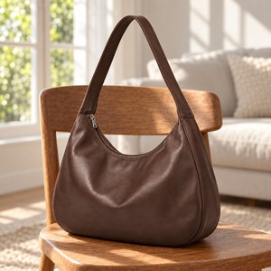 Hobo <b>Bag</b> <b>Slouchy</b> Soft PU Leather Women Medium Shoulder <b>Bag</b> Zip Top 34x24cm Custom Logo - Product Image 1
