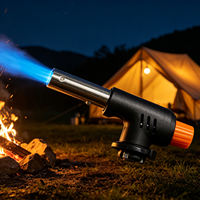 Chalumeau à gaz portable avec allumage piézo, flamme réglable, outil de chauffage manuel pour barbecue, cuisson, camping