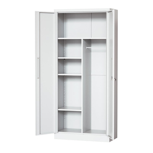 Libreria in Acciaio e Vetro Resistente con 4 Ripiani Regolabili e Porta a Battente, Armadio per Archiviazione per Casa e <span class=keywords><strong>Ufficio</strong></span>, per Uso Scolastico e in Palestra, per Officine - Product Image 3