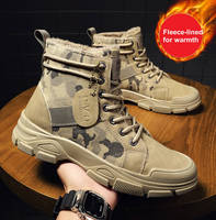 Bottes tactiques montantes en cuir synthétique doublées polaire pour l'hiver, à lacets, antidérapantes, chaudes, pour le travail en extérieur et la randonnée, à plateforme.
