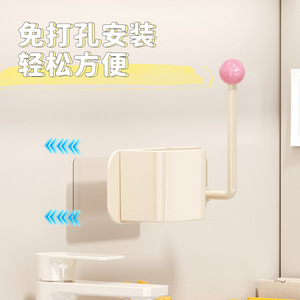 Xinzao Wall Mounted Storage Rack Rectangle Detachable <b>Shelf</b> Bathroom Organizer <b>With</b> <b>Hooks</b> For Toiletries And Hair Accessories - Product Image 3