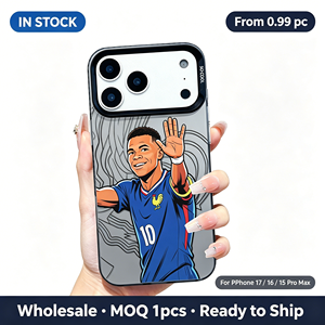 <span class=keywords><strong>Coque</strong></span> antichoc en TPU mat avec cadre de protection d'objectif, motif dessin animé joueur de football français 10 maillot bleu, pour <span class=keywords><strong>iPhone</strong></span> 17 16 15 14 <span class=keywords><strong>13</strong></span> Pro Max - Product Image 1