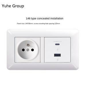 Enchufe de Pared Francés Doble de 16A 250V con Panel Táctil, Material de PC, Diseño Contemporáneo - Product Image 2