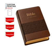 Fournisseur en gros de services d'impression personnalisés : Livre biblique à couverture mixte en cuir et PU souple, reliure cousue, marque-page à ruban et index de page.