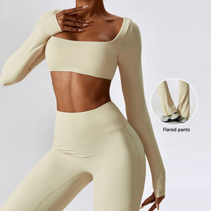 Женский тренировочный костюм, утолщенные Леггинсы для занятий йогой, большие размеры, с длинным рукавом, спортивные комплекты для фитнеса - Product Image 5