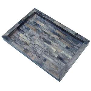 Plateau de service de luxe en incrustation d'os fabriqué à la main avec une base en bois solide au design unique pour le bureau à domicile ou l'affichage décoratif de fête - Product Image 1