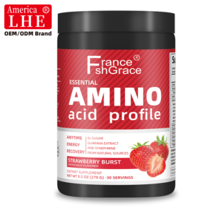 Fabricant de suppléments d'acides aminés nutraceutiques pour la concentration et la récupération musculaire, saveur fraise, 270g de poudre d'acides aminés - Product Image 1
