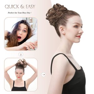 <span class=keywords><strong>Messy</strong></span> Hair <span class=keywords><strong>Bun</strong></span> Hair Scrunchies Extensión Rizado Ondulado Desordenado Moño sintético para mujeres - Product Image 5