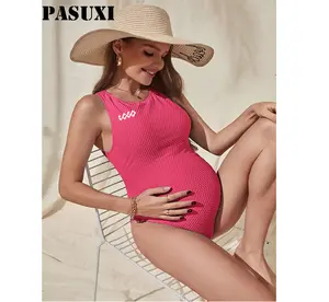 PASUXI Summer Loose Beachwear One Piece Swimwear For Pregnant Women Swim Suit Beachwear Maternity Swimsuit