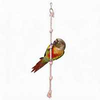 Jouet pour oiseaux en corde de coton blanche à six nœuds fait main, corde d'escalade nouée, perchoir, jouet à mâcher anti-ennui pour perroquet, à suspendre à la cage
