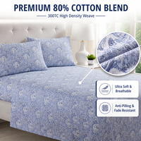 Vente Flash Draps-housses Imprimés Indiens Écologiques Anti-boulochage 80% Coton 20% Polyester pour Maison et Hôtel