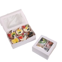 Boîte d'emballage pour mini-gâteaux en carton blanc transparent avec fenêtre, design personnalisé gratuit, logo sur mesure