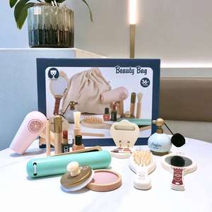 Jouet de maquillage en bois pour enfants, ensemble de salon de beauté en bois pour tout-petits, cadeau d'anniversaire amusant pour filles, vente chaude - Product Image 1