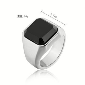 Mens Black Onyx <b>Rings</b> Stainless Steel Square Agate Signet <b>Rings</b> for Men,Fashion Pinky Thumb <b>Ring</b> Jewellery, Men's Jewelry - Product Image 6