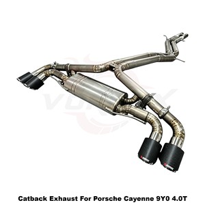 Vortex Lightweight Natural Titanium Full <b>Exhaust</b> System With Vacuum Valve For Porsche Cayenne 9Y0 4.0T - Product Image 5