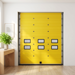 Porte sectionnelle industrielle en acier galvanisé à chaud, directement de l'usine, avec porte piétonne intégrée, certifiée CE, pour entrepôt - Product Image 3