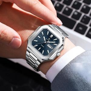 POEDAGAR 672 Orologio da Uomo di Lusso, Semplice, Casual, con Lancette Luminose, Impermeabile, Cinturino in Acciaio Inossidabile, Orologio al Quarzo Quadrato per Uomo - Product Image 4