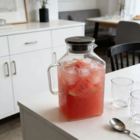 Carafe en verre de forme spéciale, moderne et minimaliste, pour réfrigérateur, conteneur de stockage de cuisine, 1 gallon, avec couvercle