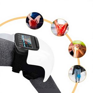 Masseur de genou sans fil blanc amélioré avec chaleur et compression, 3 niveaux de vibration chauffante, 3 niveaux de pression - Cadeau pour grands-parents et famille - Product Image 1