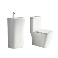 Ensemble WC et lavabo en céramique pour salle de bain, avec lavabo intégré, WC à compostage