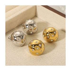 फैंसी स्टेनलेस स्टील उच्च गुणवत्ता वाली लक्जरी आधा गोल गेंद रंगीन cz zirccon indarci महिलाओं के लिए गहने - Product Image 1