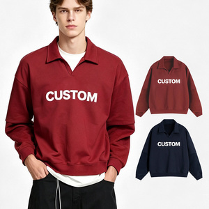 <span class=keywords><strong>Felpa</strong></span> <span class=keywords><strong>Polo</strong></span> da Uomo con Collo a V, Oversize, Spalle Cadenti, Lavorata a Maglia, Stile Retrò Streetwear, con Stampa Logo Personalizzata, del Produttore - Product Image 2