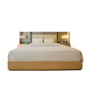 Modern Hotel Bedroom Furniture Set King <b>Queen</b> Wooden <b>Bed</b> with Upholstered Headboard & Nightstand for Budget Hotel Project FF&E - Product Image 2
