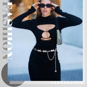 เข็มขัดโซ่รูปดาวสำหรับผู้หญิง ปรับได้ รูปตัว Y โลหะ เข็มขัดคาดเอวสไตล์พังก์ สำหรับชุดเดรส กางเกงยีนส์ งานเรฟ - Product Image 4