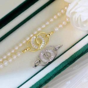 Handmade S925 Sterling Silver Necklace with <b>Fashionable</b> Bead Buckle DIY Pearl Accessories for <b>Sweater</b> <b>Chains</b> Wenchi Model 25016 - Product Image 4