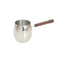 Cafetière turque en acier inoxydable avec poignée en bois, chauffe-café pour cuisinière, pour lait, beurre, chocolat, sauces grecques et arabes, Cezve Ibrik