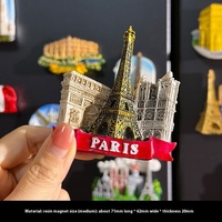 France Paris Tour Eiffel et Louvre 3D Aimant de réfrigérateur magnétique Monde Décoration culturelle créative Matériau en résine écologique