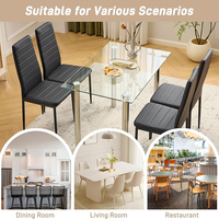 Chaise de salle à manger en similicuir noir, dossier haut avec surpiqûres verticales, pieds en métal, chaise d'appoint rembourrée pour cuisine, restaurant, café