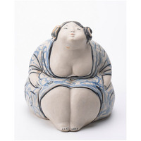 Fille en bleu fait à la main Artware décorations Figurine Sculpture en céramique ornement pour la décoration d'hôtel