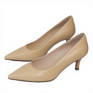 Chaussures à talons mi-hauts personnalisées en gros, confortables et souples, pour le printemps/été, à bout pointu, en cuir véritable, talons fins - Product Image 3