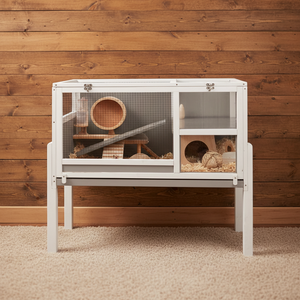 Jaula Moderna de Madera para Cobayas y Conejos con Diseño Bloqueable, Fácil Montaje, Bandeja Extraíble - Caja de Hábitat para Pequeños Animales Empaquetada - Product Image 1