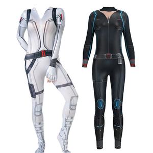 ชุดจั๊มสูทแนบเนื้อสำหรับผู้หญิงชุดบอดี้สูทเซ็กซี่สำหรับวันฮาโลวีนชุดหมีนาตาชาชุดแม่ม่ายสีดำสีขาวตามสั่ง - Product Image 1