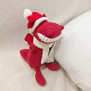 Peluche de Dinosaurio Rojo, Suave y Adorable, con Diseño de <span class=keywords><strong>Dino</strong></span> y Gorro, para Niños, Compañero de Sueño, Decoración del Hogar, Venta al por Mayor en Supermercados - Product Image 2