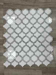 Mosaico Moderno a Forma di Lanterna in Marmo Bianco di <span class=keywords><strong>Thassos</strong></span> e Carrara Lucidato, Spessore 8MM, 305x305mm, per Cucina, Bagno e Rivestimento Hotel - Product Image 2
