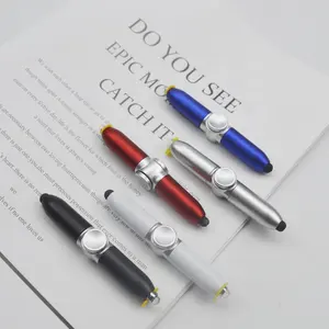 New arriving novelty bright metallic sprayed hand spinner LED light ball pen in spinning pen