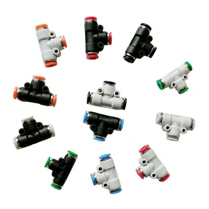 Red Blue White Black T Type Shape Tee Plastic 3 Way Pipe Fitting, Pneumatic Air Hose Fittings 3 Three Way Tube Fittings