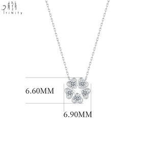 Collar con Colgante de Diamantes Naturales y Oro Sólido de 18K, Diseño de Corazón de Cinco Hojas, Joyería Fina para Mujer, Venta al Por Mayor - Product Image 2