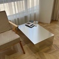 Table basse carrée de luxe en métal, acier inoxydable, design italien moderne, table centrale pour salon ou bureau