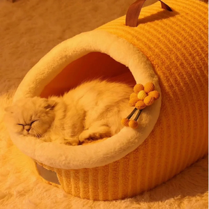 Caverne fermée et tapis pour <span class=keywords><strong>chat</strong></span> 2 en 1, maison couverte et <span class=keywords><strong>cabane</strong></span> pour animaux de compagnie avec <span class=keywords><strong>coussin</strong></span> amovible pour petits chiens et chats - Product Image 2